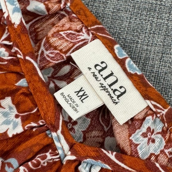 New! a.n.a A New Approach Peasant Top‎ Floral XXL 3/4th Sleeves 100% Cotton $44 - Picture 4 of 14